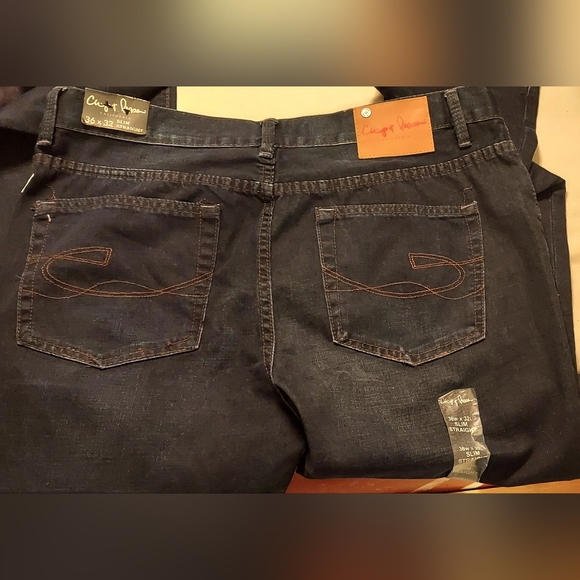 CHIP & PEPPER "IKE" MEN'S DARK DISTRESSED SLIM STRAIGHT JEANS SIZE 36 X 32 NWT - Picture 4 of 10